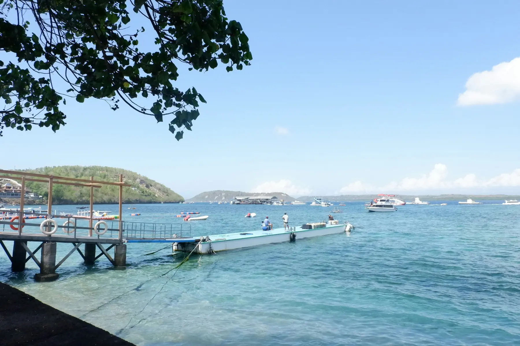 Boats and a pier at Sanur Beach in Bali