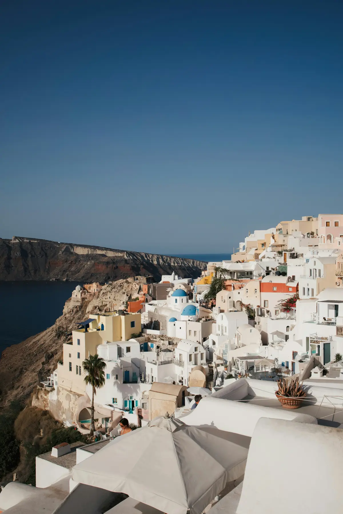 White buildings on the volcanic cliffs of Fira, Santorini